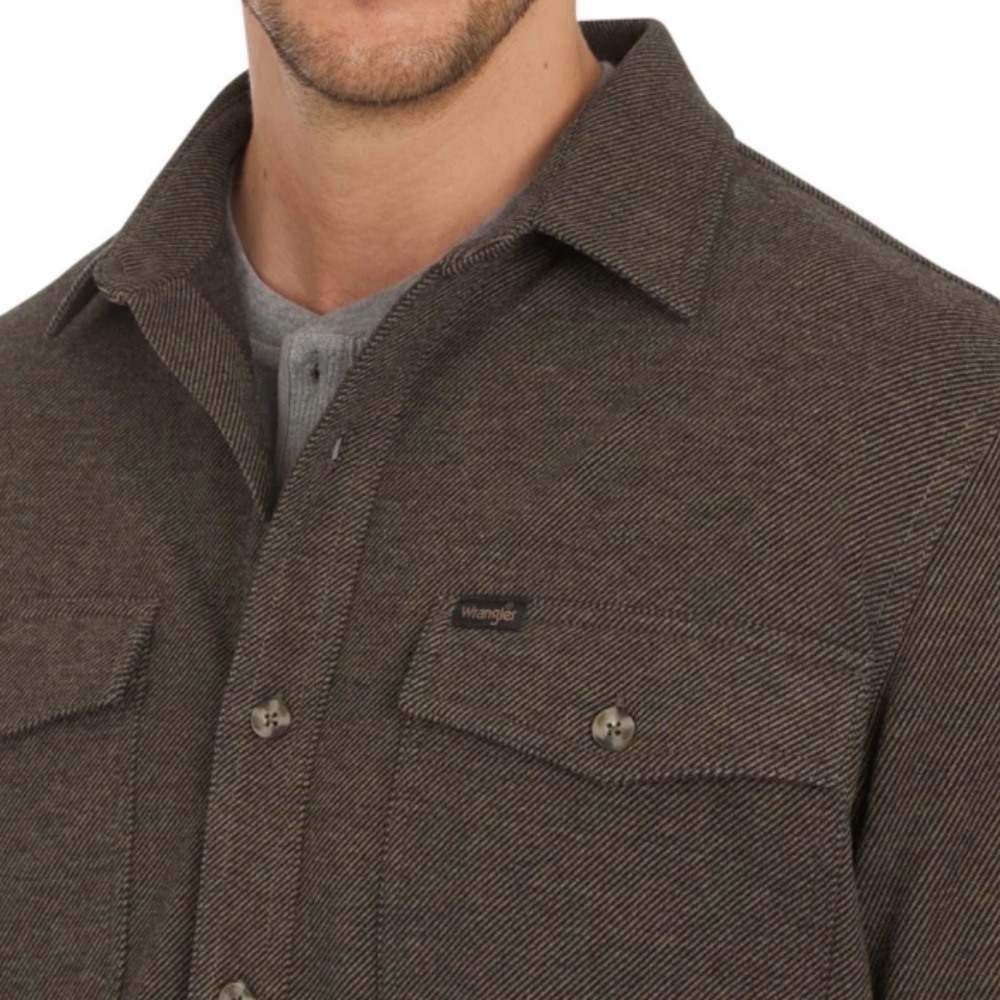 Wrangler NWT Flannel Knit Shirt Men’s Size Small Brown 1908340 Button Down, - Picture 3 of 16